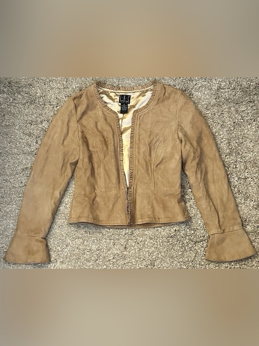 INC International Concepts Petite Women’s S Caramel Genuine Leather Jacket India